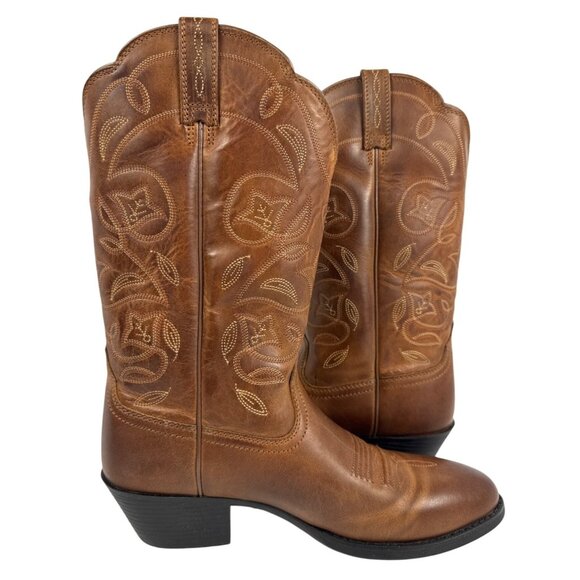 Ariat Womens Heritage Western R Toe Boots Russet Rebel Leather Size 7.5 B - Picture 4 of 12